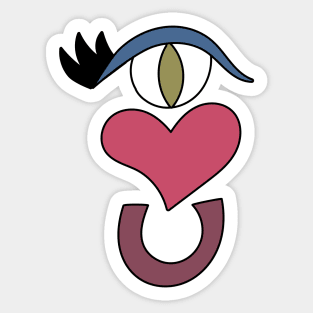 Cute Eye Love You Cartoon Text Art Sticker